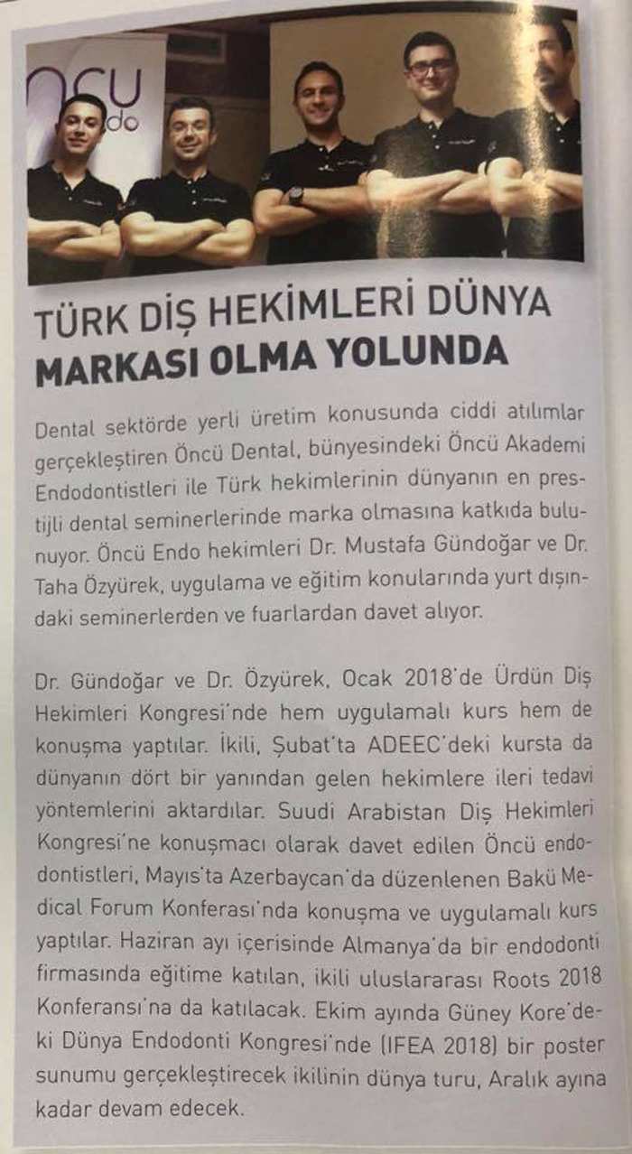 Diş Hekimliği Dergisi | Türk Diş Hekimleri Dünya Markası Olma Yolunda