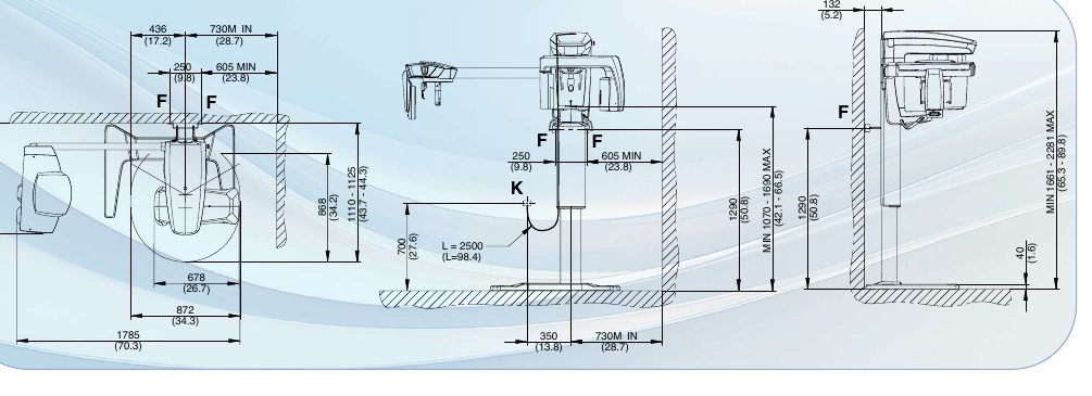 X-Radius Compact kurulum ölçüleri çizimi